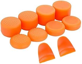 Replacement L2 R2 Buttons Trigger Extender + Silicone Analog Thumb Stick Cap Cover Grip Thumbsticks Joystick for Sony PS4 PS4 Pro Slim Controller (Orange)