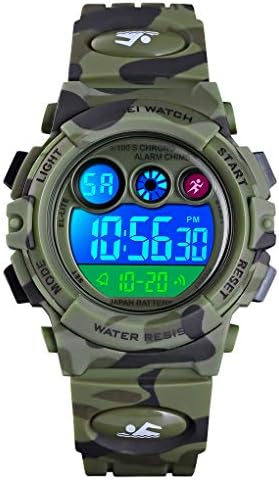 FIZILI Boys Watch Digital Sports Waterproof Outdoor Kids Watches Alarm Clock 12/24 H Stopwatch Calendar 3-15 Year Old Boys Girls Wristwatch