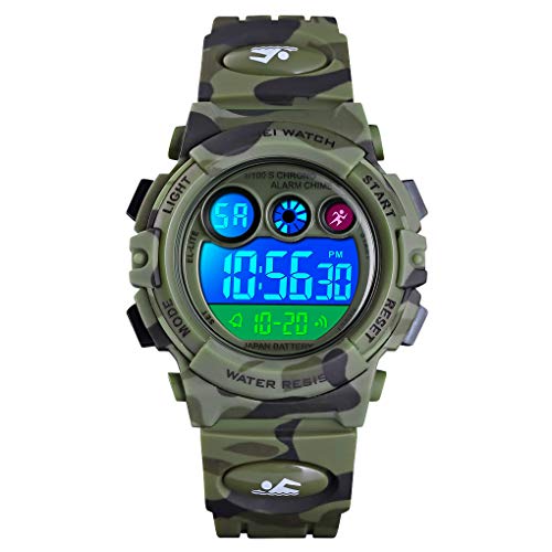 FIZILI Boys Watch Digital Sports Waterproof Outdoor Kids Watches Alarm Clock 12/24 H Stopwatch Calendar 3-15 Year Old Boys Girls Wristwatch