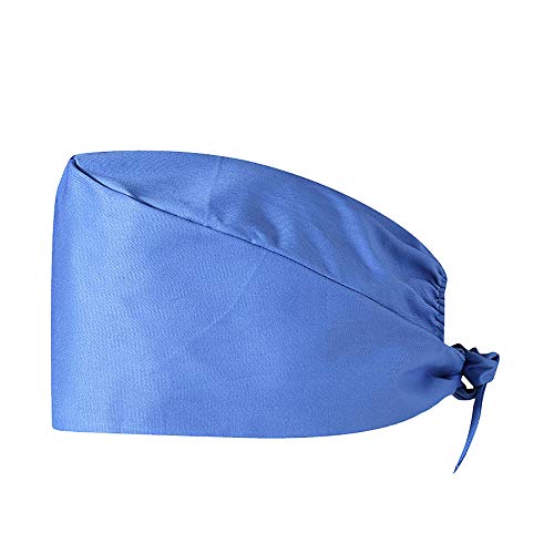 Surgical Hat Doctor Nurse Scrub Cap Solid Color Dentist Cap Ciel Blue