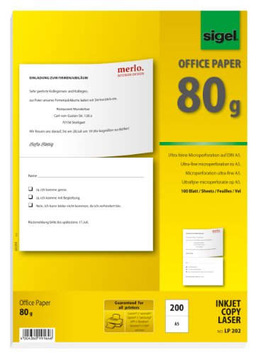 SIGEL LP202 Multifunktions-Papier weiß, 80 g, A4, perforiert auf A5, 100 Blatt