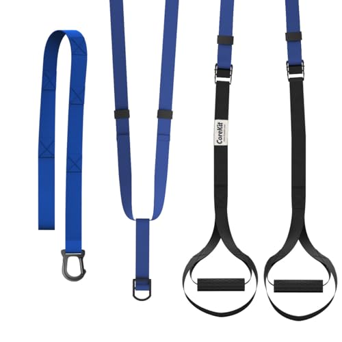 CoreKit Bodyweight Straps for Home Workouts, Full-Body Resistance Training Kit for Strength, Powerlifting, and Core Exercise (Blue)