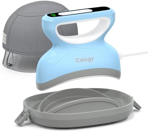 Calogy Hat Press Heat Machine for Caps, Mini Portable Hat Heat Press with Timer, Max 410℉,Precision Temp Control ±5℉, Fast & Evenly Heating 2.76*6.3in Curved Plate for 6 1/2-8 hat,21-26 Girth (Blue)