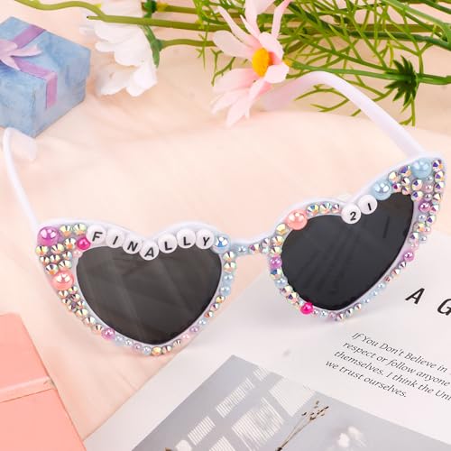 21st Birthday Sunglasses for 21st Birthday Decorations for Her, Finally 21 Birthday Glasses for 21st Birthday Outfit Accessories for Women Girls, Happy 21st Birthday Decorations2