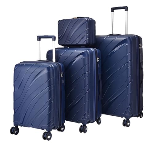 Luggage Sets Solid Color Large Capacity Suitcases Four Pack PP Material Trolley Case Silent Universal Wheel Cabin Suitcase Set Suitcase(Blue)