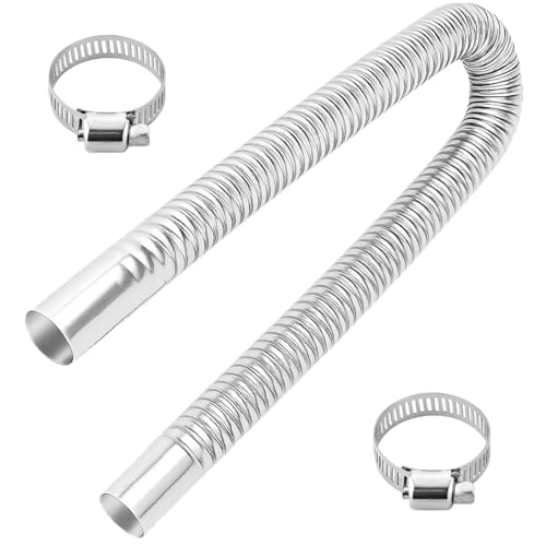 KPFILEH 23.6 Inches Stainless Steel Exhaust Hose, 1" ID Generator Exhausts Extension Kit with Hose Clamp, Diesel Air Heater Flexible Exhaust Pipe for Gas Fuel Tank (60cm)