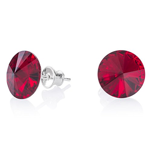 Boucles doreilles cristal rouge en argent précieux, lart de la joaillerie pour femme