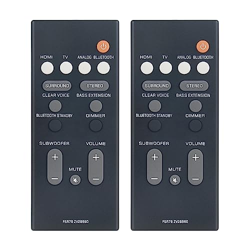 2Pcs FSR78 ZV28960 Replace Remote Control Compatible with Yamaha Soundbar ATS-2070 YAS-CU207 ATS-1070 YAS-207 NS-WSW42 YAS-106 FSR78-ZV28960 ATS-1060 YAS-107