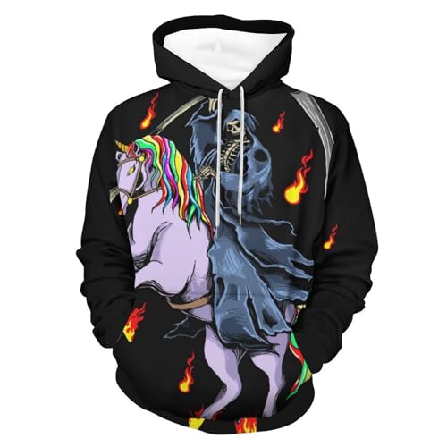 Hoodie Crâne Licorne unisexe noir en taille S style streetwear