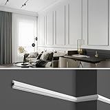 Cornici boiserie per parete, 12 metri, in duropolimero bianco robusto (meglio del polistir...