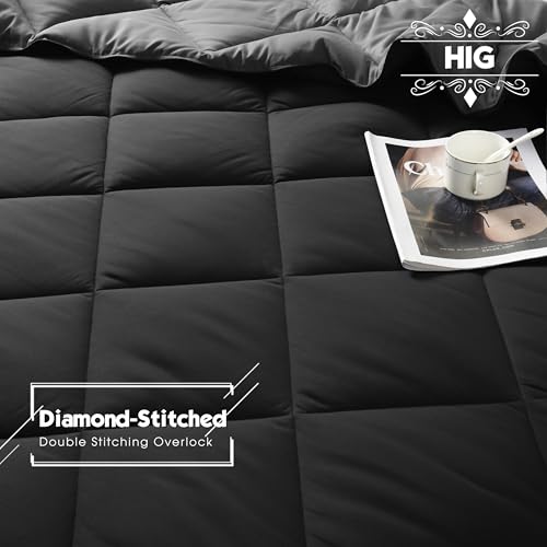 Image of HIG 3pc Black /Gray Twin /Twin XL Bedding Comforter Set Duvet Insert Blanket