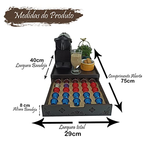 Porta cápsulas 45 capsulas PRETO Bandeja Porta cápsula Amadeirada para Cantinho do Café Decoração pa