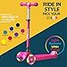 Lifemaster Kids Scooter – Children and Toddler 3 Wheel Kick Scooter – LED Wheel Lights Illuminate When Rolling– Adjustable Handlebar – Indoor and Outdoor Pink