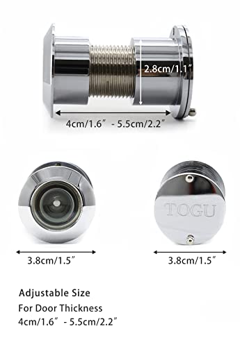 Togu Tg3828Yg-Ph Solid Brass Ul Listed Hd Glass Lens 220-Degree Door Viewer Peephole Peephole With Heavy Duty Privacy Cover For 1-3/5" To 2-1/6" Doors, Polished Chrome Finish #TOP2