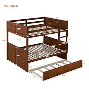 Merax Bunk Bed with Trundle, Full-Over-Full Wood Bed Frame No Box Spring Needed for Kids, Boys or Girls, Walnut Merax Bunk Bed with Trundle Full Over Full Wood Bed Frame No Box Spring Needed for Kids Boys or Girls Walnut