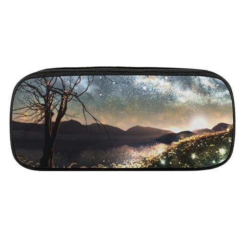 ペンケース 筆箱 大容量 軽量 星空 木の枝 山 輝く 筆入れ ふでばこ ペンポーチ 多機能 コンパクト シンプル おしゃれ 中小学生 高校生 女の子 男の子