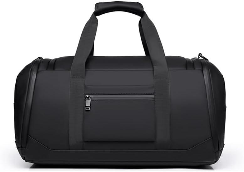 Men's Black Large Capacity Dry Wet Separated Sports Fitness Bag for Outdoor Travel Shoulder with A Slanted Handle
