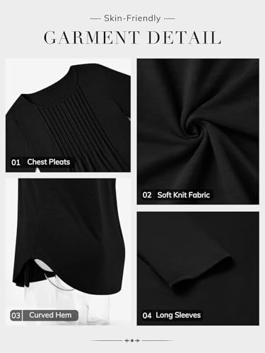 ATHMILE Women's Long Sleeve Shirts Business Casual Blouse Dressy Fall Spring Basic Outfits Trendy Loose Fit Tunic Tops2