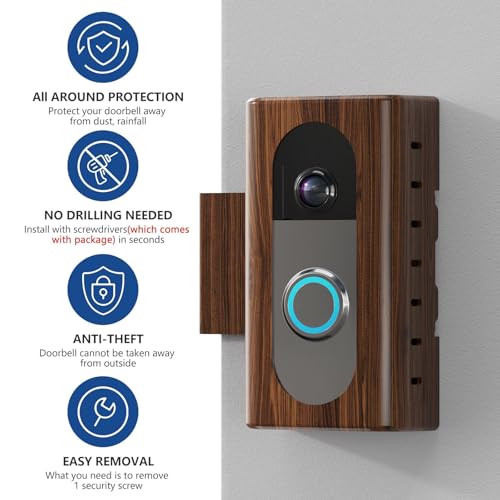Image of KIMILAR Anti-Theft Video Doorbell Mount Compatible with Most Wireless Video Doorbell, Adjustable Mounting Bracket Accessories for Houses, Apartments, Businesses