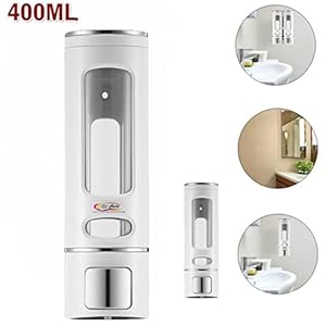 TOTAL HOME ABS Plastic Body Heavy Duty Liquid Soap Shampoo Lotion Dispenser (Glossy White, 400ml)