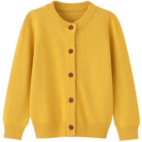 3T Cardigan Boys Girls Toddler Button Up Sweater Mustard Yellow