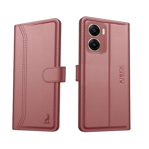 Image of AIBEX Compatible for Vivo V29e 5G Flip Cover Leather Finish | Inside TPU with Card Pockets | Wallet Stand | Complete Protection Flip Case - Brown
