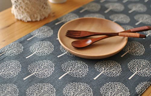 Chemin de table de qualité supérieure lin et coton gris foncé style naturel - 5