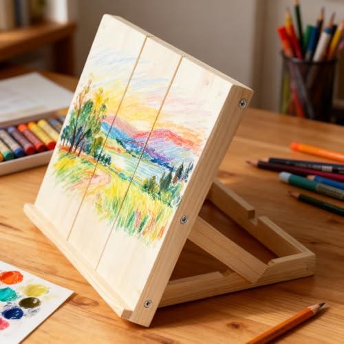 Aiokuo 卓上木製イーゼルスタンド 調節可能なアートイーゼル 絵画、お絵かき、スケッチ、キャンバス、本、アートワークのディスプレイ用 [5]