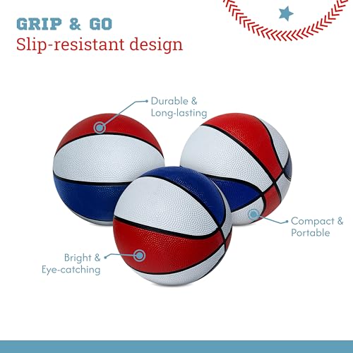 Botabee Mini Basketball Set of 5 - Durable, Anti-Slip Grip 7\" Mini Basket Balls for Indoor and Outdoor Play - Inflatable Basketball Toys for Pop Arcade - Soft, Bouncy Sports Rubber Playing Ball - Thumbnail 5
