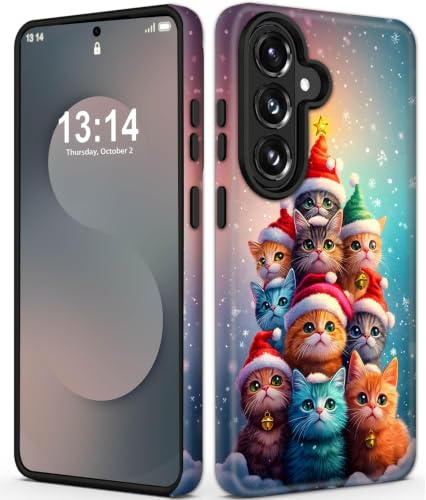 Yuxcfhjfe Case for Samsung Galaxy A15 5G, 2-in-1 Frosted Phone Cover Shockproof Case, Christmas Cute Cats