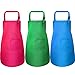 NALCY 3 Pezzi Grembiule Bambini, con Bambini Tasca Regolabile Grembiule da Cuoco per Cucina, Cottura, Pittura (Rosso Rosa, Blu, Verde per 6 - 12 età)