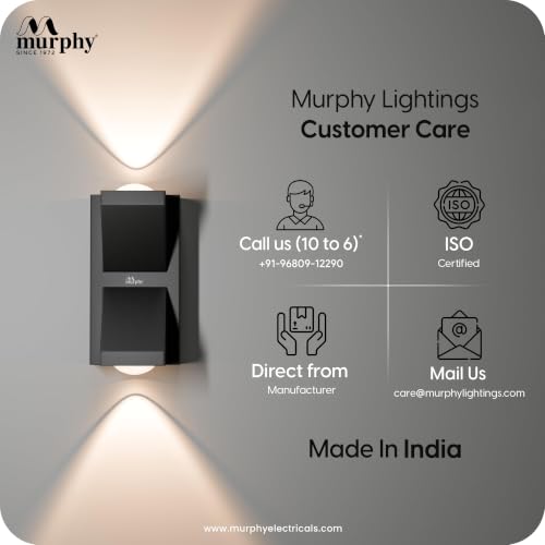 Image of Murphy K-LITE Double Ray Wall Light Pack of 10 | IP66 Waterproof | Up to 600 Lumens | 2 Years Warranty | BIS Approved | 2.5kV Surge Protection | Up Down Light for Gate, Balcony & Garden