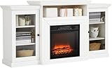60 in Electric Fireplace with Mantel - Remote Control, Adjustable Flame Brightness, 0.5-6H Timer, Realistic Log Effect, and Built-in Shelves