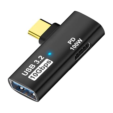 AreMe 2-in-1 USB C to USB 3.2 Adapter with 100W Charging Port, Thunderbolt 4/3 OTG Converter for Rog Ally, Steam Deck, Quest 2, iPhone 15 Series, iPad, MacBook and More Type C Device - Black Cover