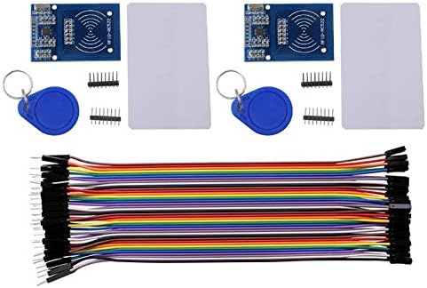 RC522 RFID Reader Writer Module RF IC Card Sensor with S50 White Card + Writable Key Ring for Arduino for Raspberry Pi Nano NodeMCU (Pack of 2sets)