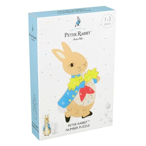 Peter Rabbit Toys - Peter Rabbit Number Puzzle, Wooden Puzzles - Educational Toys For 1 Year Old + Toddler Puzzles, Montessori Toys - Official Licensed Peter Rabbit Gifts by Orange Tree Toys