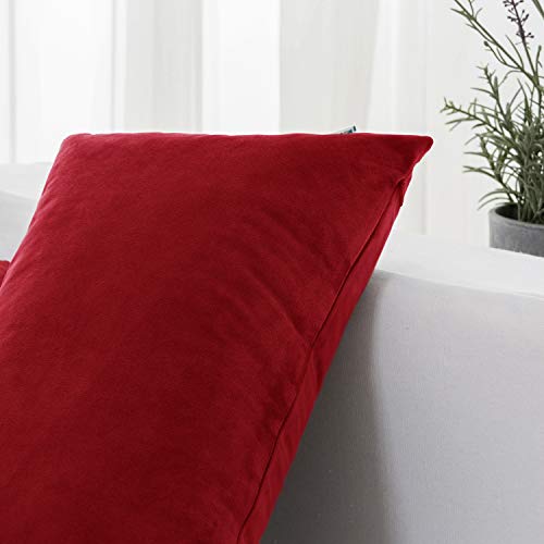 Hwy 50 Dark Wine Red Burgundy Lumbar Throw Pillows Covers Set 12X20 Inch For Couch Sofa Living Room Bed, Velvet Soft Cozy Solid Decorative Rectangular Throw Pillow Case Cushion Cover Pack Of 2 #TOP3