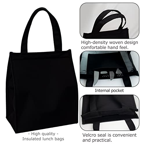 Flagsky Lunch Bag For Women Men Adults Unisex,Lunch Box For Office Work Picnic,Waterproof Reusable Lunch Tote Bags Travel Soft Cooler Bag (2Pcs Black) #TOP2