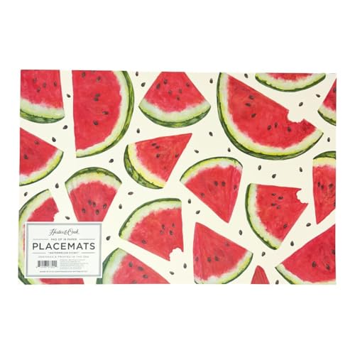 Hester & Cook Disposable Paper Placemats for Dining Table - Square Paper Mats for Parties or Weddings - 18 Sheets Per Pad Made in USA (Watermelon)