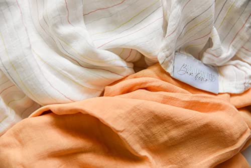 Brilliant Bambino - Baby Swaddle Blanket - 2 Pack | Retro Stripes + Boho Yellow Golden Set | Muslin Bamboo Cotton Blend | Newborn Essentials | Boys & Girls | Hospital Receiving Blanket | Vintage Baby #TOP4