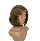 SLEEK 27,9 cm (11 Zoll) synthetische kurze Perücke, geflackertes Volumen, Frisur mit Seitenscheitel, Fransen-Detail, Lace-Front-Perücken für Frauen, hitzebeständige Faser, 105 g