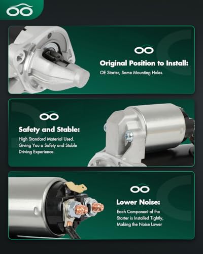 Image of SCITOO Starter Motor fit for Hyundai for Accent 1.5L 2001-2002,for Hyundai for Accent 1.6L 2001-2010,for Kia for Rio 1.6L 2006-2010,for Kia for Rio5 1.6L 2006-2010 Replacement Starter 17827