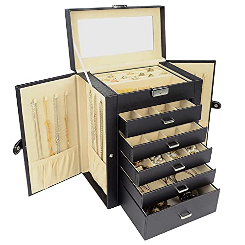 Akozlin 5 layer jewelry box organizer functional huge lockable, l…