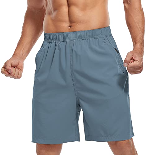 Sposulei Men's Athletic Shorts Quick Dry Lightweight Gym Running Casual 7 Inch Inseam Shorts With Zipper Pockets Navy 3X-Large #TOP1