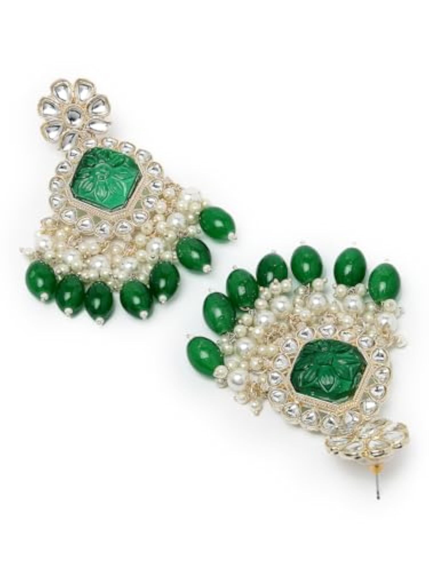 Floral Kundan Dangle Drop Earrings (E104830)