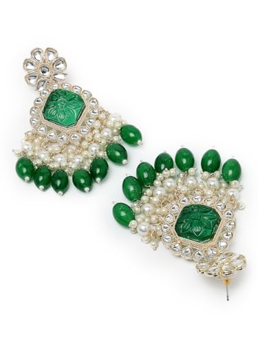 Floral Kundan Dangle Drop Earrings (E104830)
