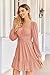 Wenrine Women's Mesh Long Sleeve Square Neck Dress High Waist A Line Ruffle Hem Flowy Casual Party Mini Dress Pink Orange