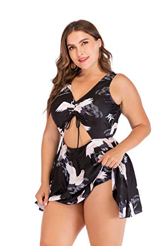 Wellwits Women's Plus Size Cutout Swim Dress Swimsuit4