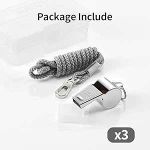 Whistle 3 Packs Stainless Steel Coach Sports Whistle with Lanyard, Loud Crisp Sound Whistle Ideal for Coaches, Referees, and Official