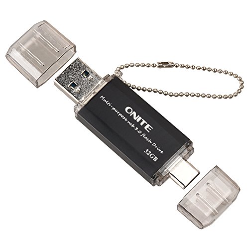 Onite Multipurpose USB C & USB A 3.0 Flash Drive for New MacBook, Galaxy S9, S8 Plus, Note 8, G6, Pixel XL, Black(32G)